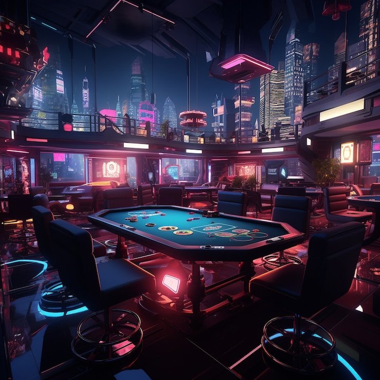 Dynamic esport poker scene with players enjoying the game
